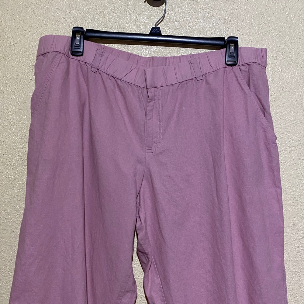 Liz Claiborne Cropped Pants XXL Pink Wide Leg Relaxed 4-Pockets Linen Cotton - Picture 4 of 13